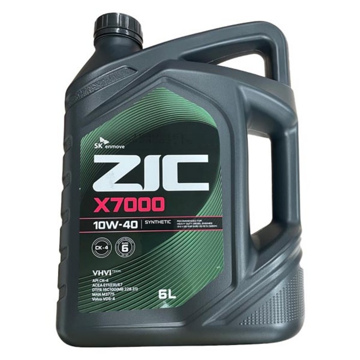 ZIC X7000 10W40 6L CK4 디젤 엔진오일, 1개, 지크 X7000 10W406L, 6L