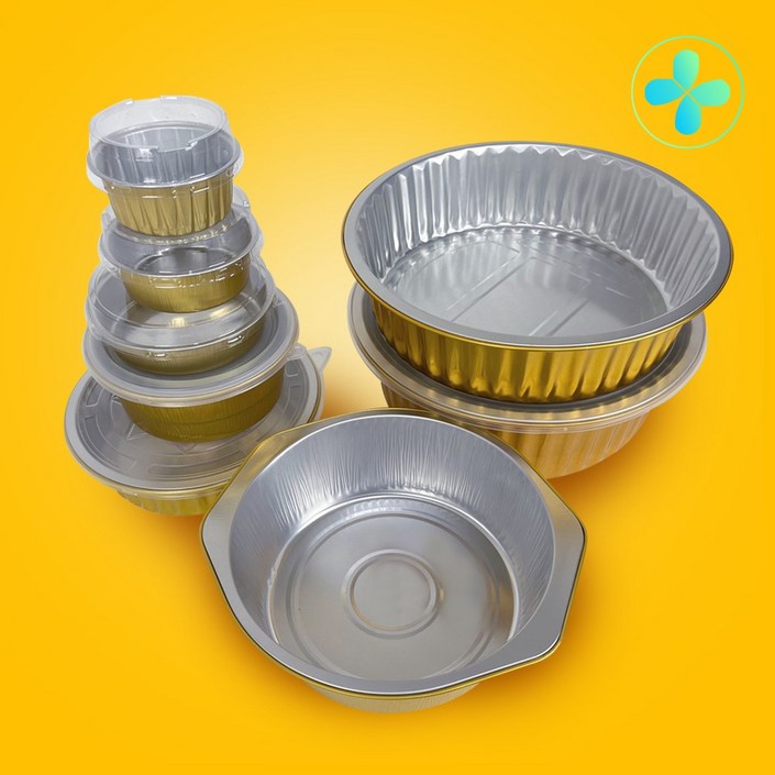 HS 원형 알루미늄 금색용기 19765호 전골냄비 파스타냄비 소스용기 일회용 캠핑 배달 박스판매, 500개