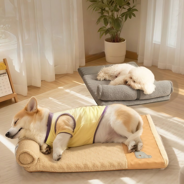 Namu Nest 빨 수 있는 반려동물 사각 방석, 1개, 회색
