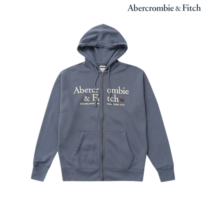 A&FITCH 아베크롬비 그래픽 후드 집업 GRAY BLUE