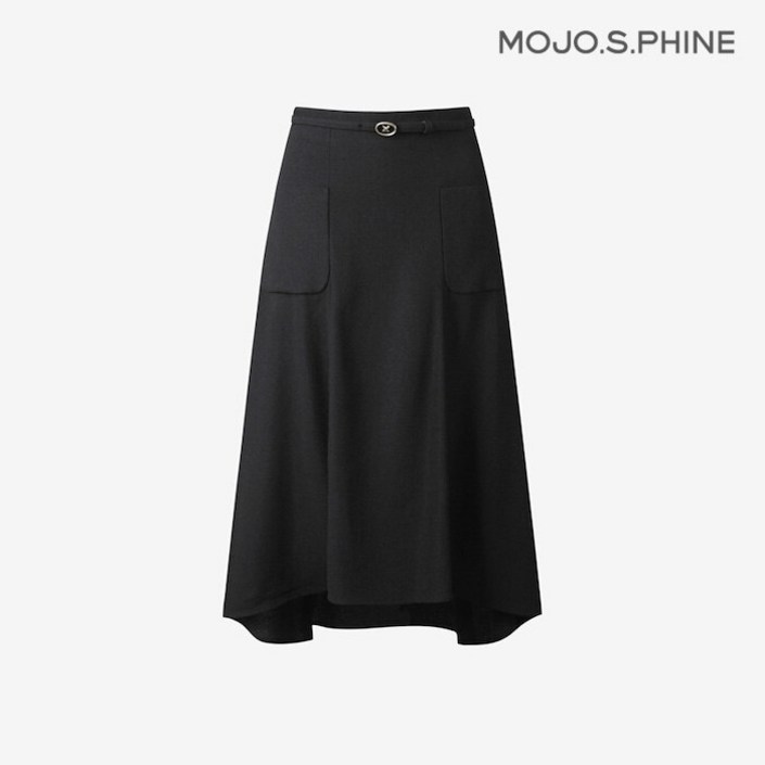 MOJO 모조에스핀 벨티드 A라인 언발란스 스커트 BKS252MSD011