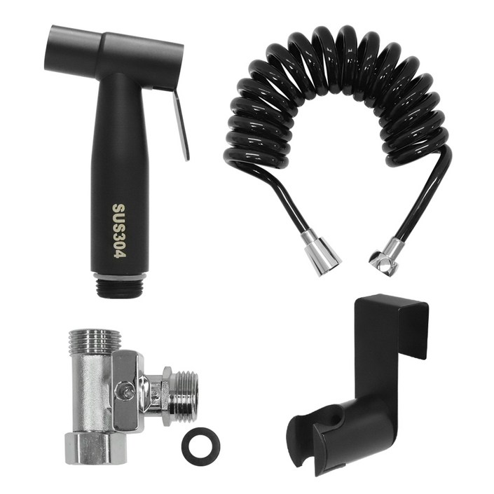 미리내 욕실청소 SUS 스프레이건  코일호스 3m 화이트 세트