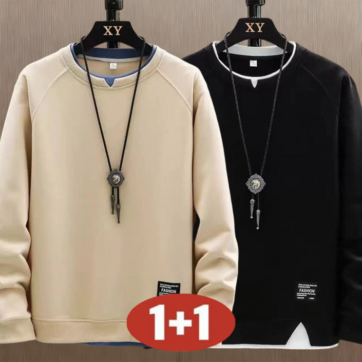 오스틱니 11 남자 봄가을 라운드넥 상의 루즈핏 긴팔 맨투맨