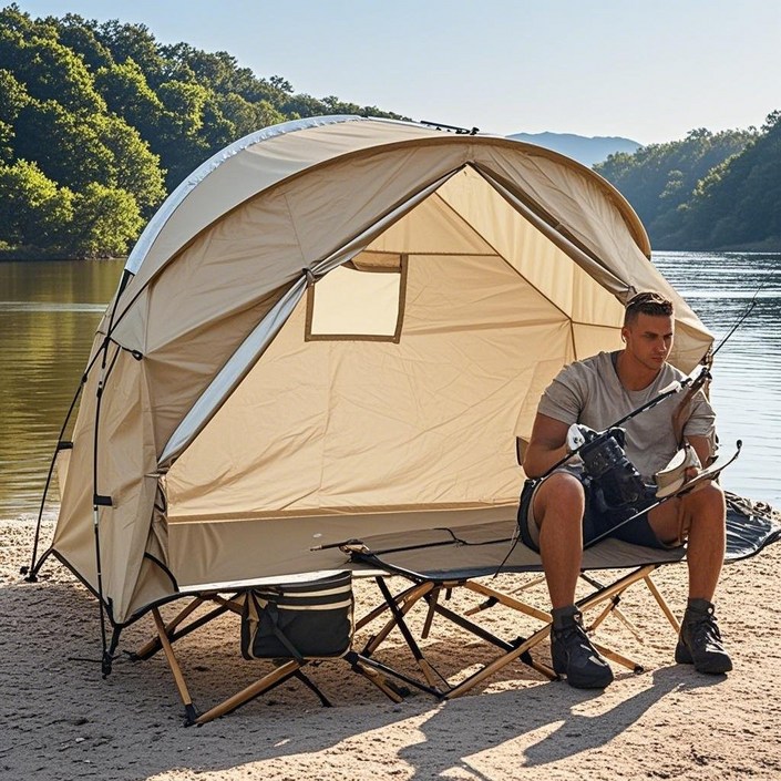 1인용 야전침대텐트 캠핑 텐트 세트 방수 피크닉 낚시용 편안한 캠핑 장비
