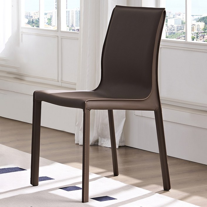 Hazoae 마장가죽 고급식탁의자 2p 모던 인테리어 거실 주방용 편한 착석 신혼부부 부모님 추천, 2개, 브라운