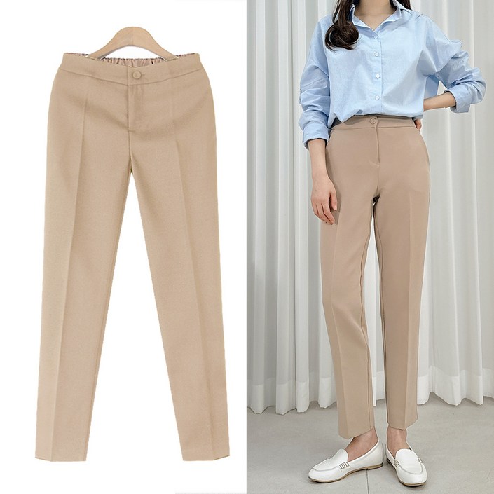 여성용 루인 밴딩팬츠 짧은기본롱 3기장 빅사이즈 바지 S3XL 정장바지 슬랙스 오피스룩 출근룩 유니폼 봄 여름 가을