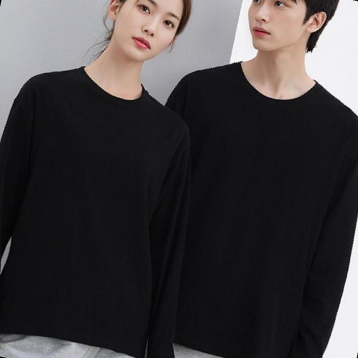 라운드넥 기본 긴팔 면티 레이어드 단체복 남녀공용 두꺼운무지티