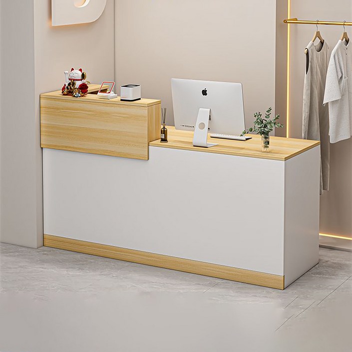 계산대 수납형프론트 안내데스크 상담테이블 미용실 네일숍 카운터 업소용 카운터테이블, 화이트+옐로우
