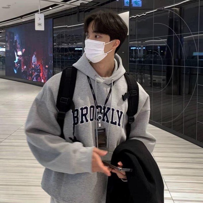 남성 봄가을 레터링 후드티 빅사이즈 루즈핏 맨투맨