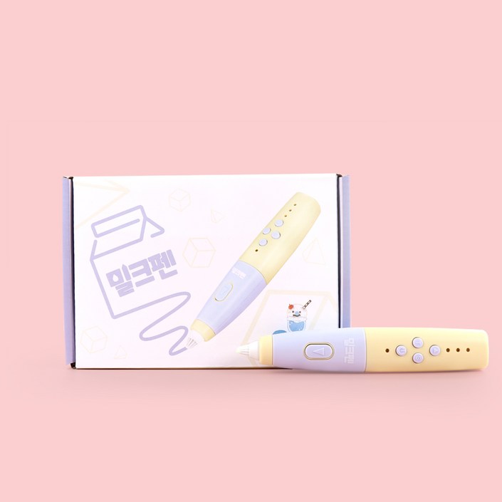 밀크펜 크림소다맛 어린이 저온 3D펜 쓰리디펜 패키지 PCL 필라멘트 3색 및 도안북 포함, 단일상품
