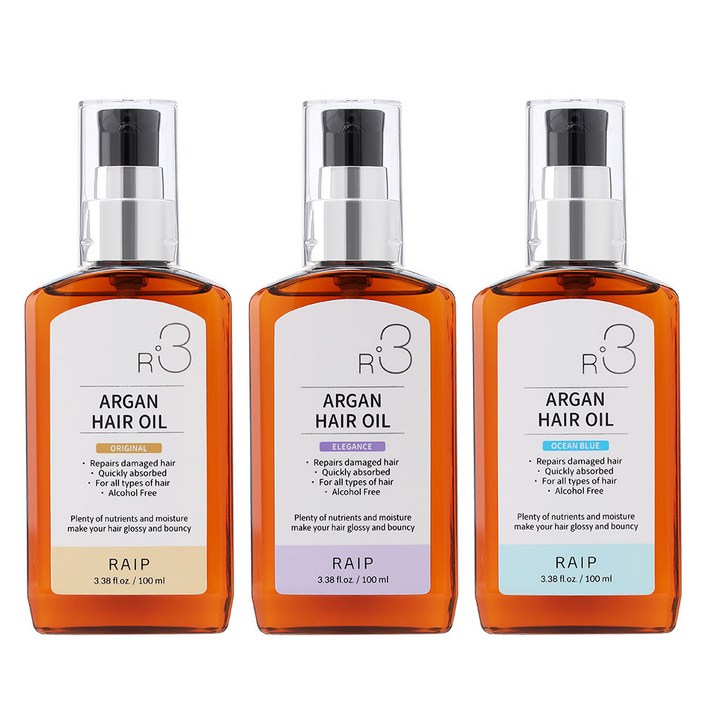 라입 R3 아르간 헤어 오일 오리지널엘레강스오션블루, 3개, 100ml