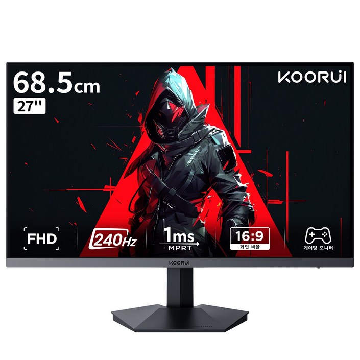 KOORUI 68.5cm 평면 게이밍 모니터 FHD VA 240HZ GN02 블랙, GN02