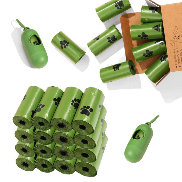 반려동물 똥봉투 배변친환경봉투 17롤255개 옥수수전분 생분해 강아지 배변봉투, 1개, 255개입, 초록색