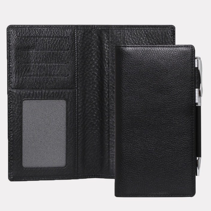 MATT 2026년 슈렁큰 소가죽 펜꽂이 CEO 업무 수첩 다이어리 이니셜 각인 가능, 검정D16212