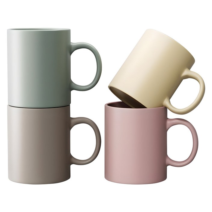 키에 베이직 무지 파스텔 머그컵 4종 세트 350ml