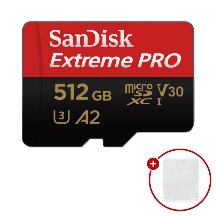 샌디스크 마이크로SD카드 Extreme PRO 익스트림 프로 SDSQXCD512GB SD카드 케이스