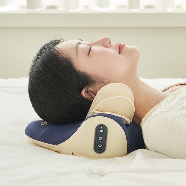 슬룸 정품 슬룸 목편한케어 플라잉 3D 레이어드 온열 에어백 목마사지기