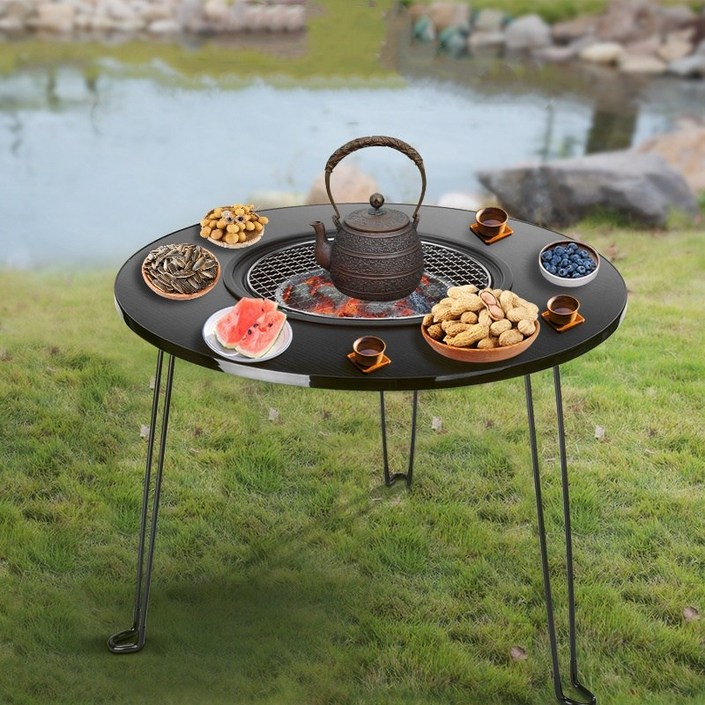 LUCKYOO 캠핑테이블 우드 화로 접이식 테이블 세트수납가방