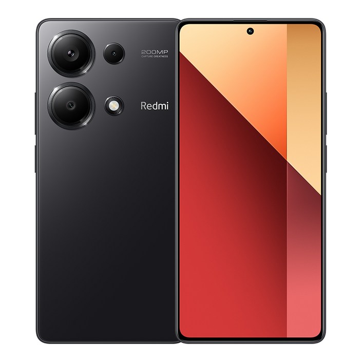 샤오미 레드미 노트13 프로 Redmi Note 13 Pro 4G 글로벌 버전 200MP OIS 카메라 스마트폰 120Hz AMOLED 67W 헬리오 G99 울트라 NFC, 블랙, 256GB