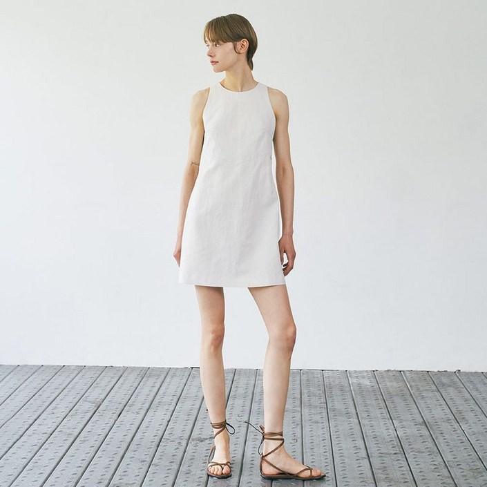 올리브데올리브 미니멀 슬리브리스 린넨 혼방 원피스 OW4MO5320