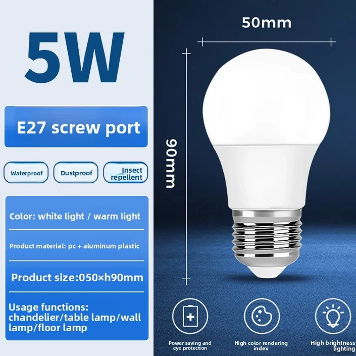 E27 LED 구형 전구, LED 조명 나사형 전구, 침실, 주방 및 공장용 에너지 절약 전구