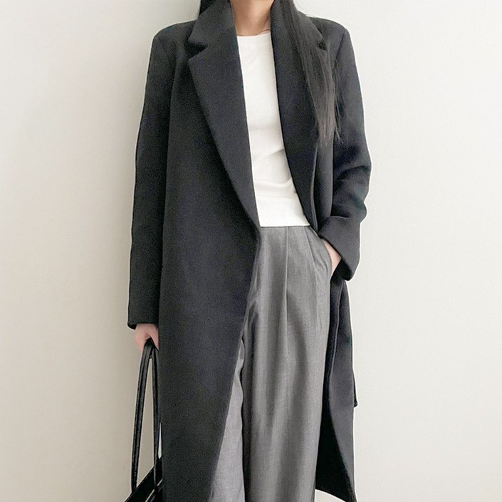 디아웃핏 여성 고급 울 롱 코트 베티 루즈핏 오버핏 싱글 겨울
