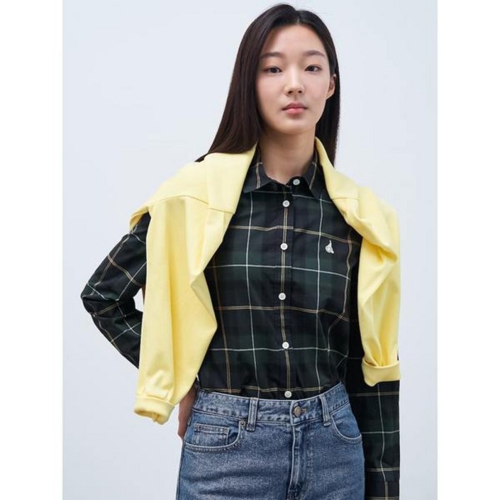 백화점 정품 빈폴레이디스 여성 캐주얼 셔츠 헤릿 체크 레귤러핏 네이비 가을셔츠 블라우스