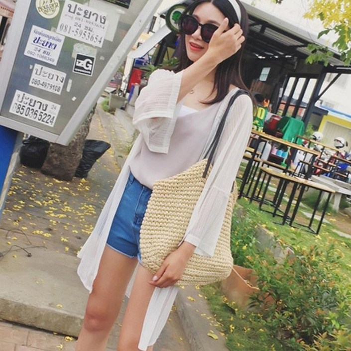 여자 여름 데일리 쉬폰가디건 하프 로브 롱가디건 비치 바캉스 휴양지