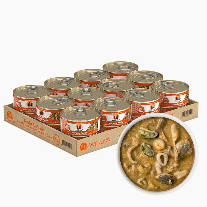 웨루바 고양이 클래식 캔 마벨라 파엘라 24P (고등어, 새우, 오징어), 혼합맛, 2040g, 1팩