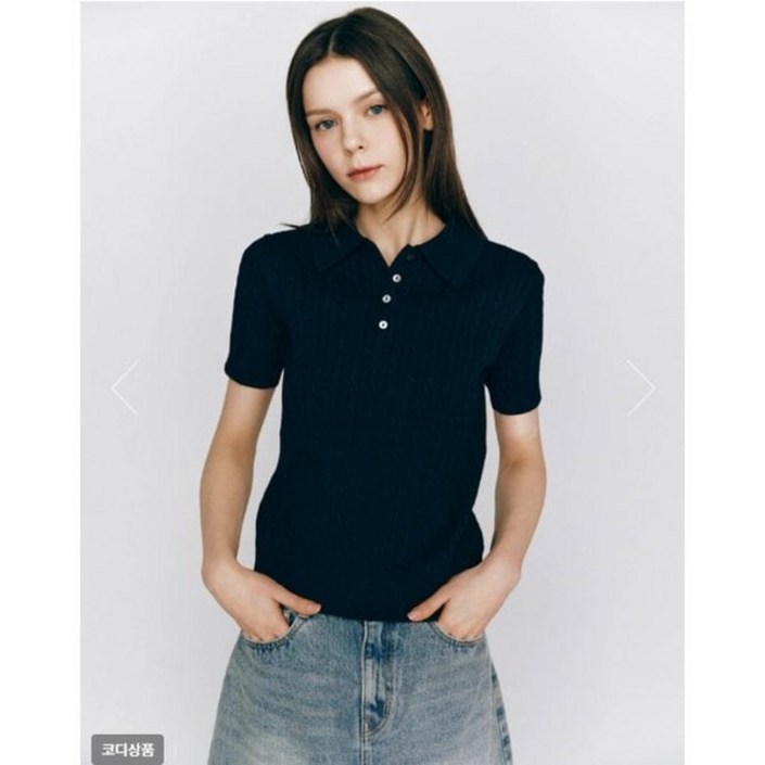 지오다노 NEW 여자 꽈배기 반팔 넥 니트 스웨터 12GG355530 407542