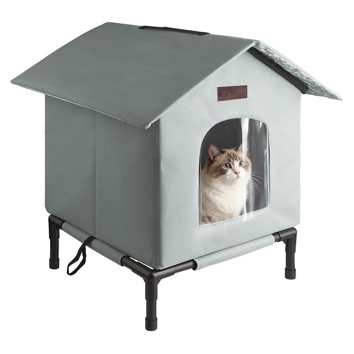 비와 눈 방지 야외 길고양이 겨울집 숨숨집 바닥 뜬, 1개, 회색