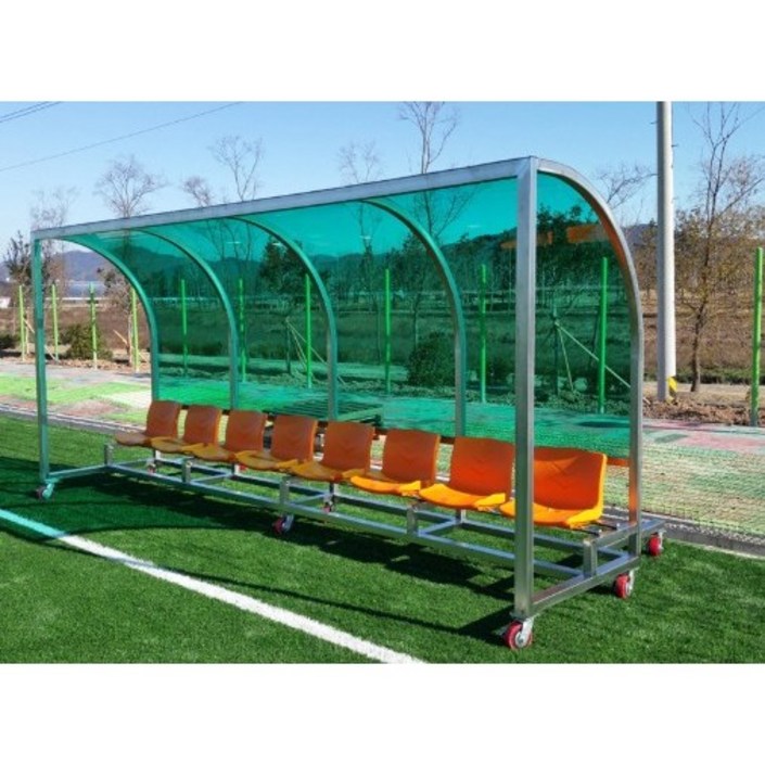 월드스포츠산업 축구 선수용벤치 8인석 스텐 이동식 WDB1154