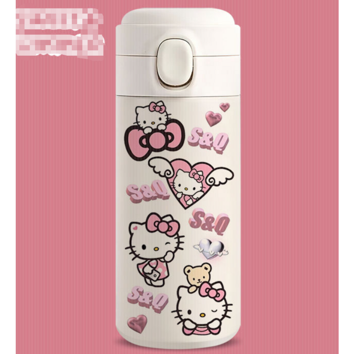 4종세트 캐릭터 큐티 원터치 텀블러 헬로키티 시나모롤 쿠로미 포차코 텀블러 물병 보온병 보냉병420ml 커플용 생일선물 입학선물 2023신상