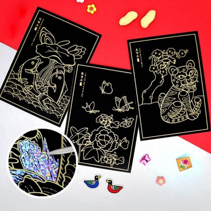 전통 자개 민화 스크래치 페이퍼 5종 택1