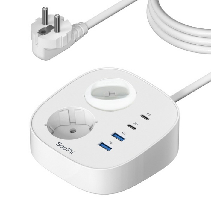 Soopii GaN 65W 초고속충전 2구 콘센트 4000W 책상 USB 멀티탭 GC10