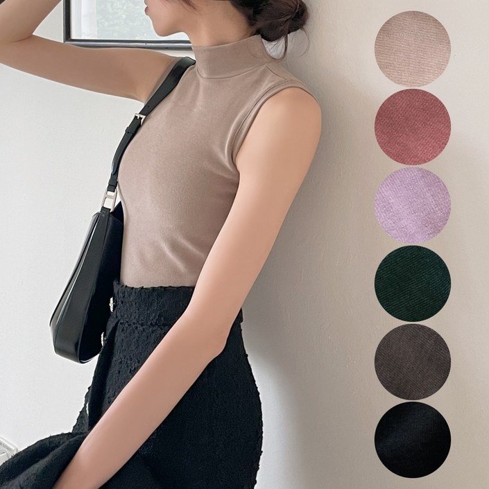 사계절 슬림핏 얇은 반목 이너 목폴라 스판 나시 폴라티 목티 민소매 터틀넥 반팔 폴라 니트 반폴라 아우터 이너 봄 여름 가을 겨울 여자 블라우스