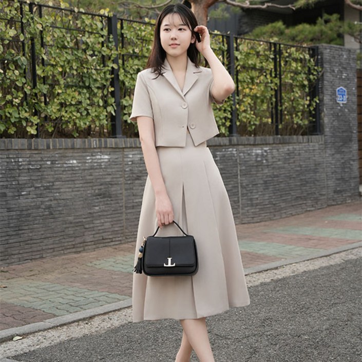 비비디아 봄 여름 신상 여성 반팔 자켓 투피스 치마세트 롱치마 시원한 소재 하객룩5474