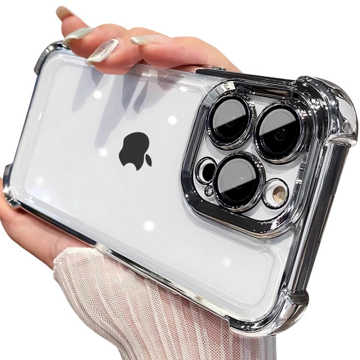 복우롱 아이폰 렌즈풀커버 사각에어백 투명 휴대폰 케이스OA002