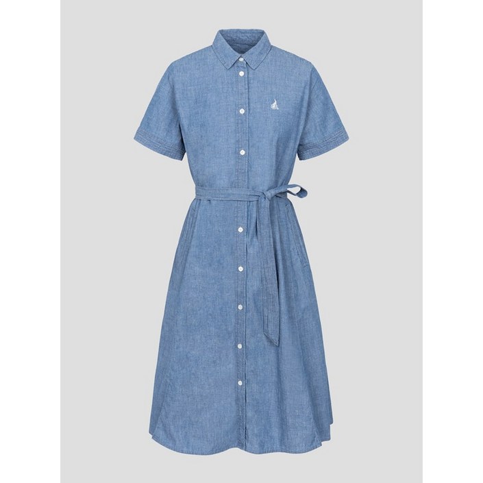 정품 빈폴 레이디스 원피스 헤지 데님 반소매 셔츠 하객룩