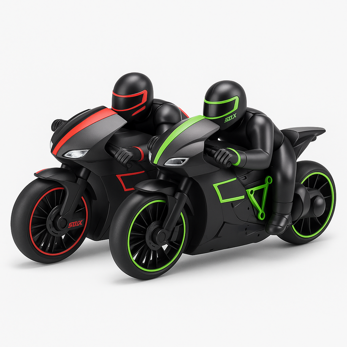 무선조종 RC 오토바이 스턴트 바이크 형제세트, 그린레드, 1개