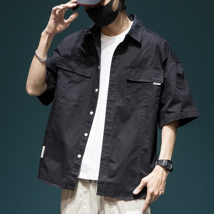 스타일닥터 남성용 여름 빅사이즈 반팔 셔츠 오버핏 셔츠 캐주얼