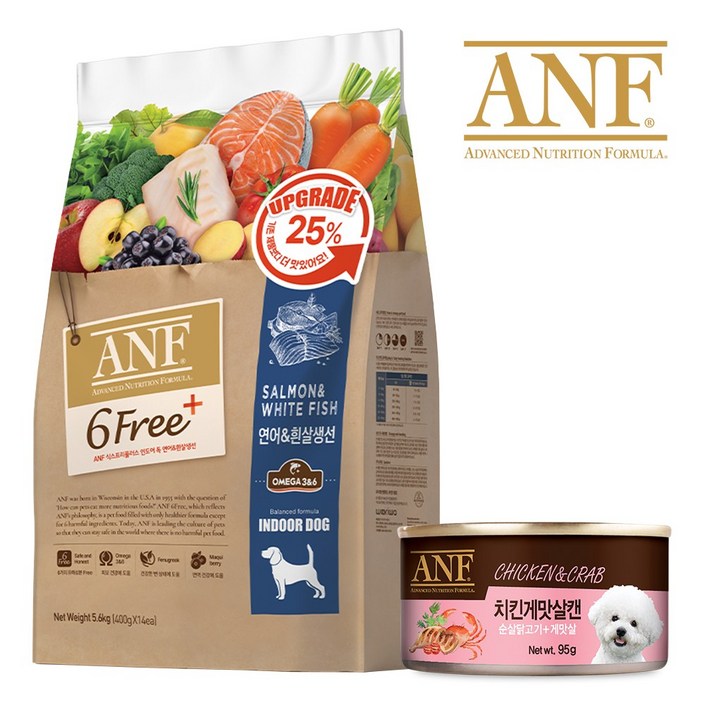 ANF 독 식스프리플러스 연어 흰살생선  캔 치킨게맛살 95g, 1세트, 5.6kg, 연어흰살생선