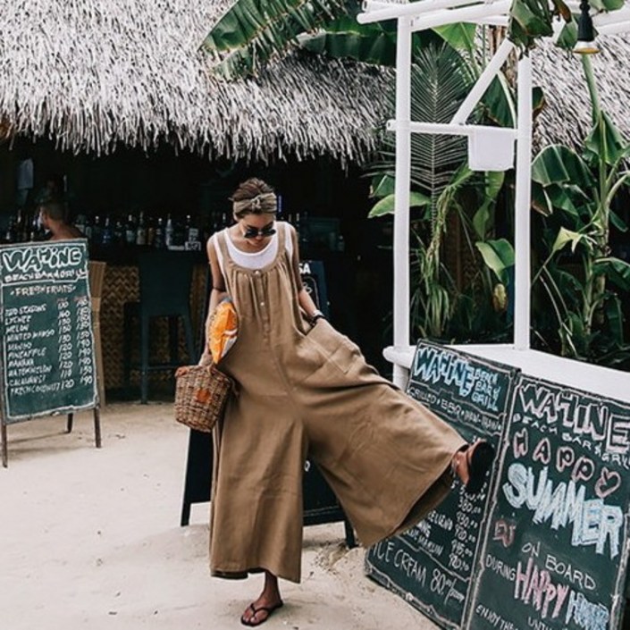 여성점프슈트 여름 여자 면 린넨 와이드 팬츠 빅사이즈 점프 수트 슈트 멜빵바지