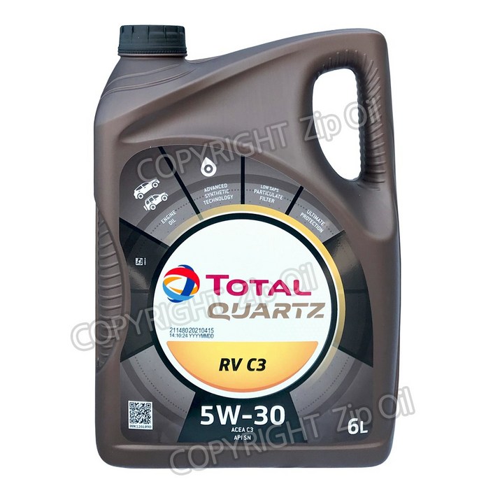 토탈 쿼츠 RV C3 5w30 6리터 디젤 엔진오일, 1개