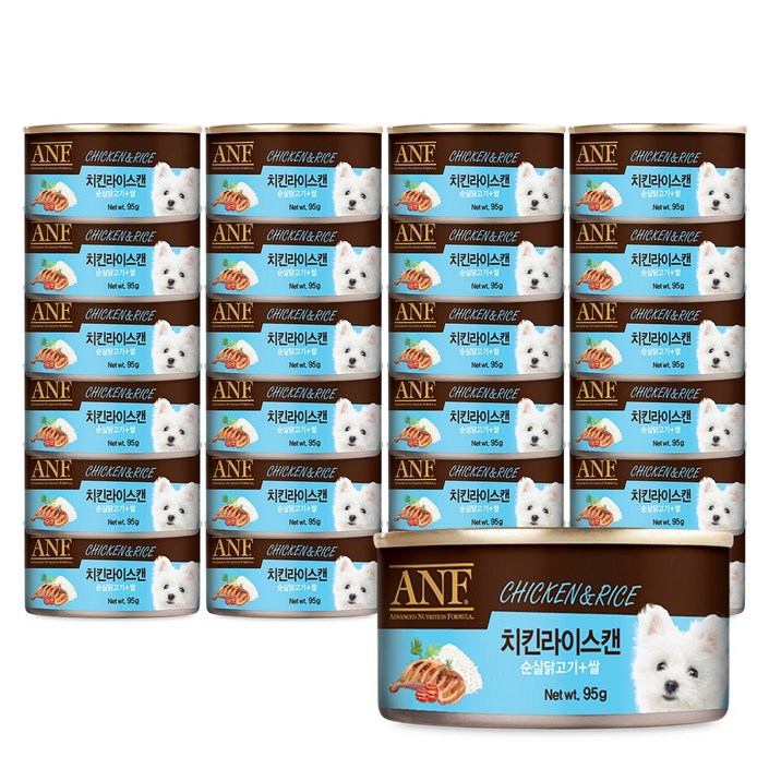 ANF 캔 강아지 간식 치킨라이스 95g x 24개, 단품