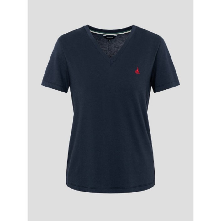 국내매장정품 빈폴 여성 반팔티 BEANPOLE LADIES Essential 솔리드 V넥 슬림핏 티셔츠 네이비 BF5242E02R