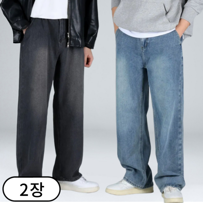 11 남자 빅사이즈 뒷 밴딩 데님 팬츠 세미 와이드 청바지 66932