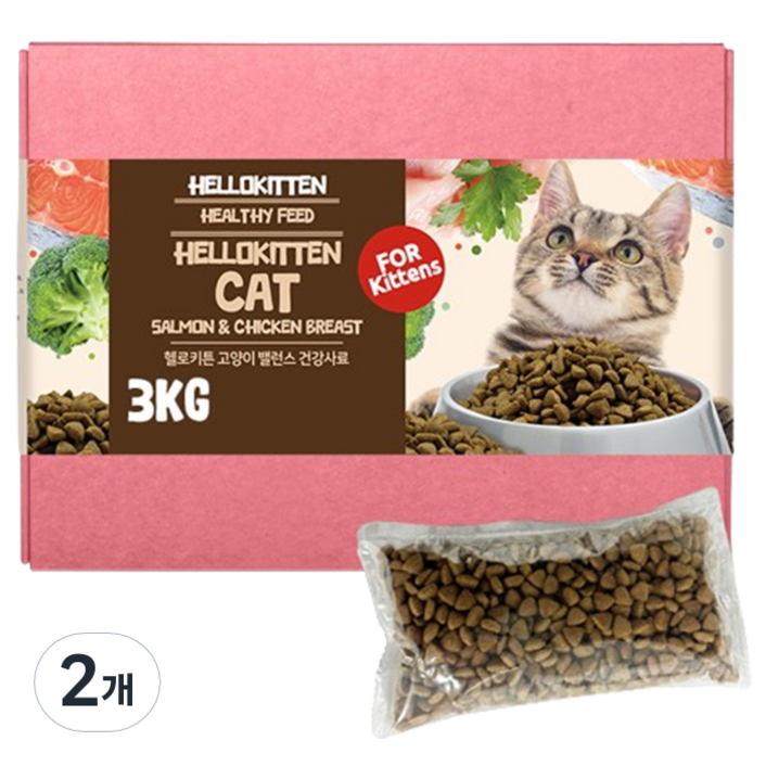 헬로키튼 전연령 밸런스 건강 고양이 사료 30p, 닭, 3kg, 2개