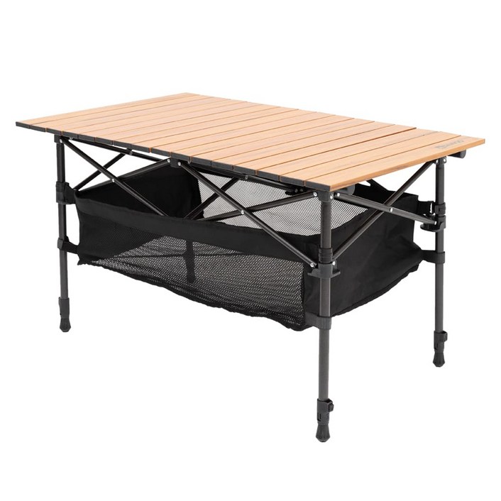 다니고 우드 접이식 캠핑 2단 높이조절 롤테이블  그물망  파우치 세트, 혼합색상