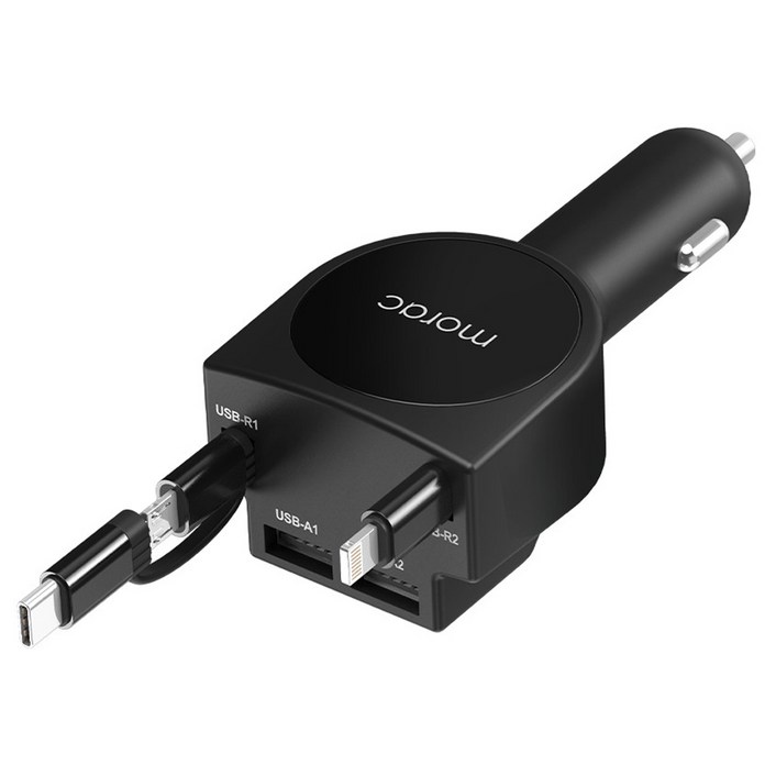 morac 네다 R5 5in1 차량용 릴 고속 충전기, 블랙, MRCCNDR5 morac 네다 R5 5in1 차량용 릴 고속 충전기, 블랙, MRCCNDR5